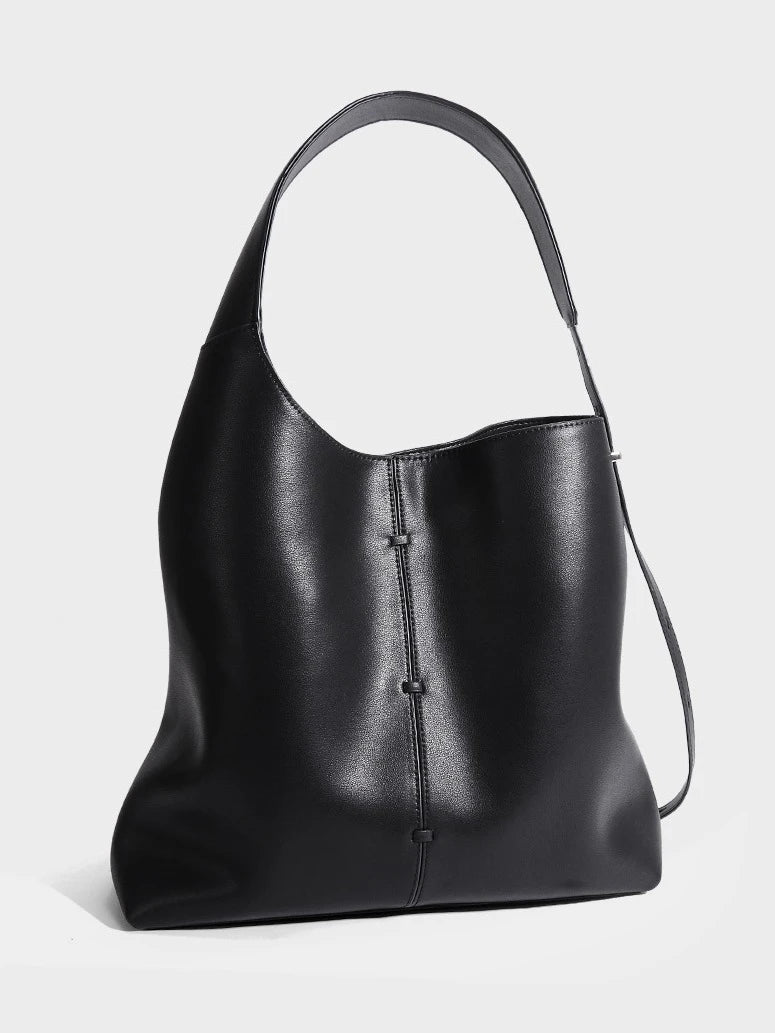 Curved Shoulder Leather Tote Bag - Uniquely You Online - Handbag