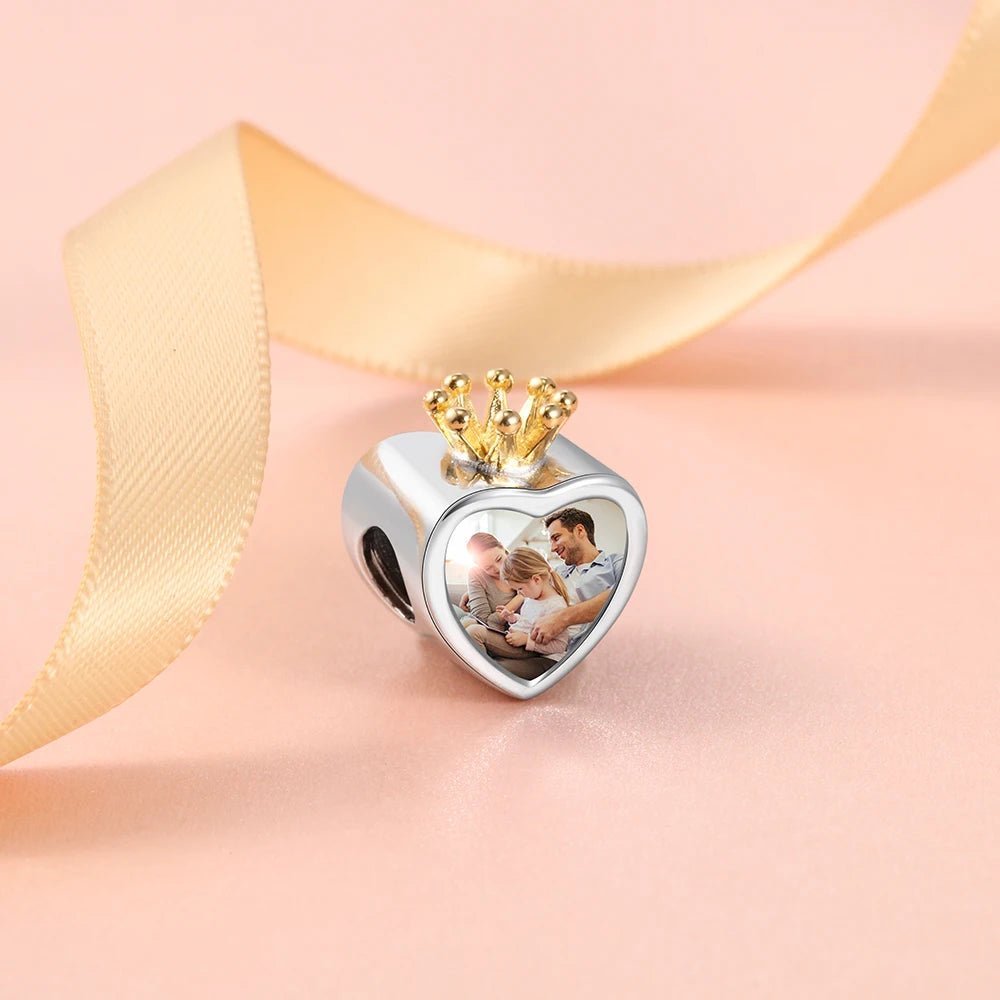 Custom Photo Crown Heart Charm - Uniquely You Online - Charms