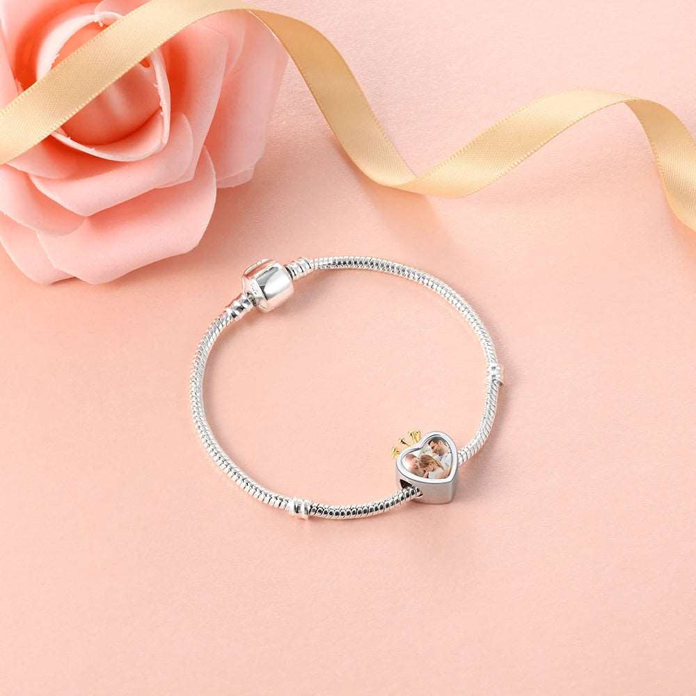 Custom Photo Crown Heart Charm - Uniquely You Online - Charms