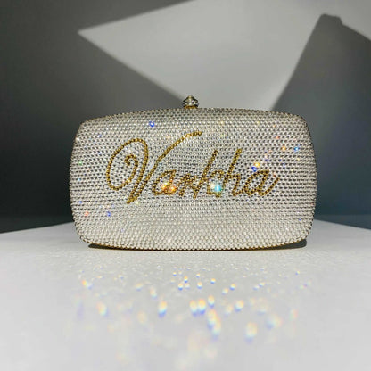 Customized Name Crystal Studded Clutch - Uniquely You Online - Clutch