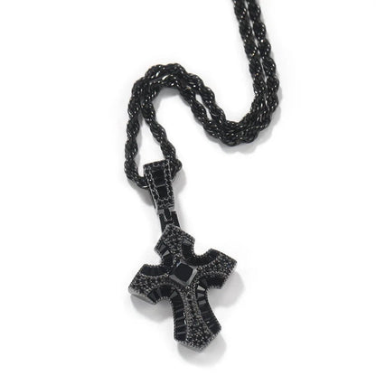 CZ Baguette Cross Pendant with Rope Chain - Uniquely You Online - Pendant with Necklace