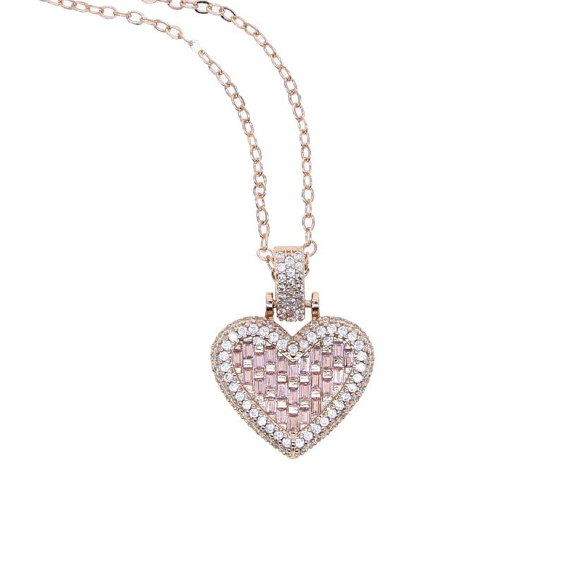 CZ Baguette Heart Pendant with Necklace - Uniquely You Online - Pendant with Necklace