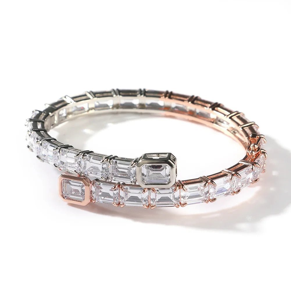 CZ Bi-color Baguette Bangle - Uniquely You Online - Bracelet