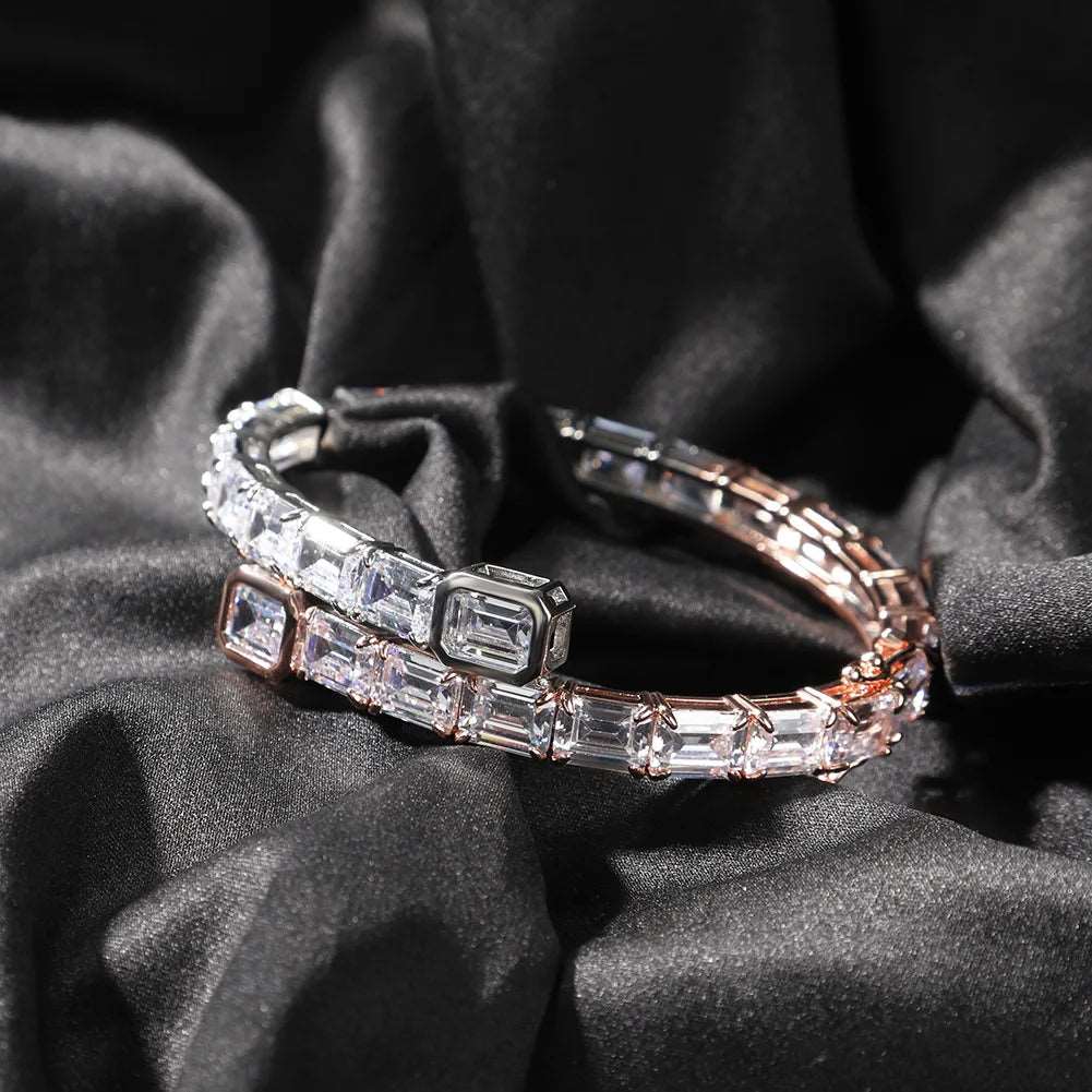 CZ Bi-color Baguette Bangle - Uniquely You Online - Bracelet