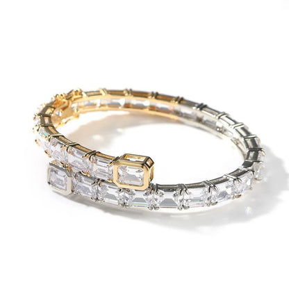 CZ Bi-color Baguette Bangle - Uniquely You Online - Bracelet