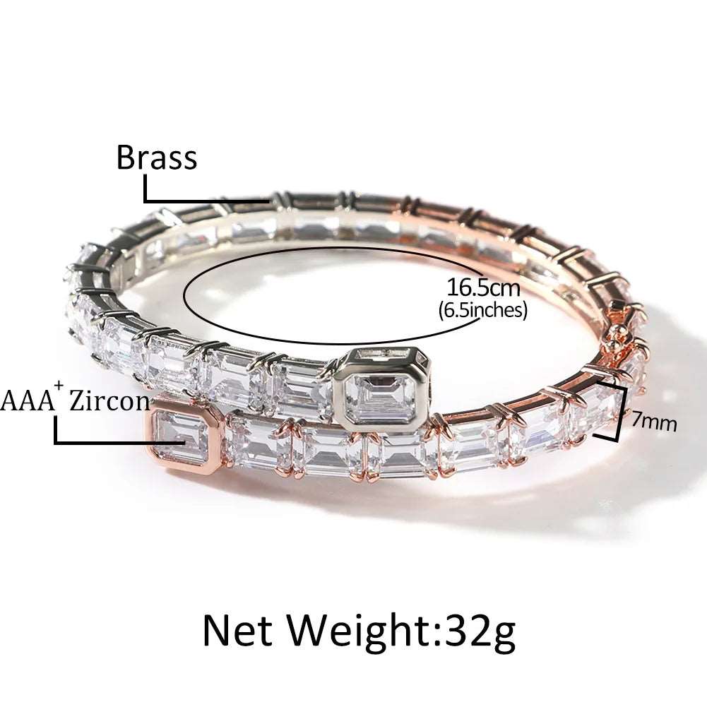 CZ Bi-color Baguette Bangle - Uniquely You Online - Bracelet