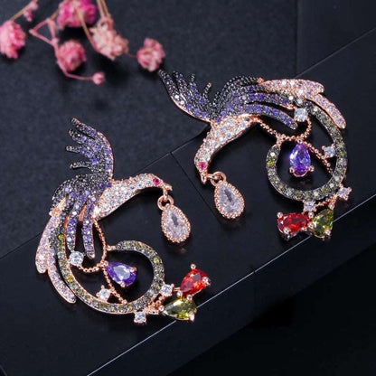 CZ Black/Rose Gold Bird Stud Earrings - Uniquely You Online - Earrings