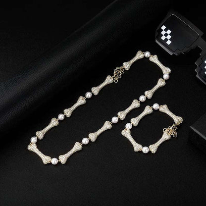 CZ Bone and Pearl Chain and Bracelet - Uniquely You Online - Chain and Bracelet