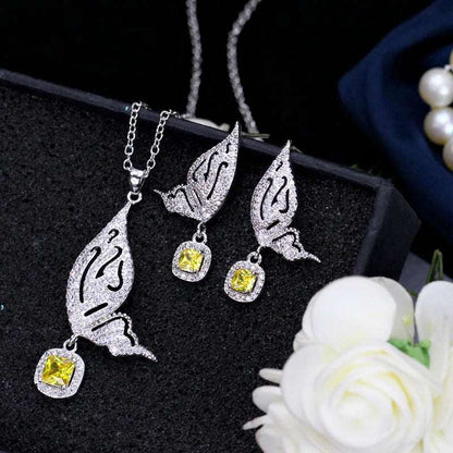 CZ Butterfly Stone Drop Set - Uniquely You Online - Necklace and Earrings
