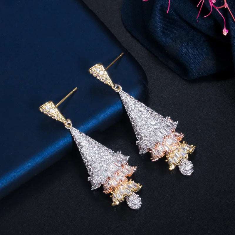 CZ Christmas Tree Tassel Earrings - Uniquely You Online - Earrings