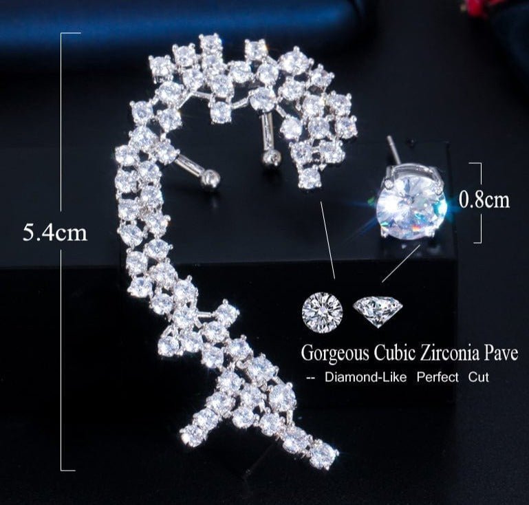 CZ Cluster Climber Ear Cuff and Stud - Uniquely You Online - Ear Cuff