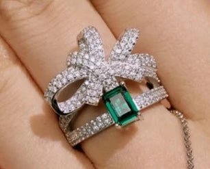 CZ Emerald Bow Knot Ring - Uniquely You Online - Ring