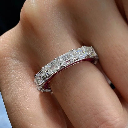 CZ Emerald Cut White and Ruby Eternity Ring - Uniquely You Online - Ring