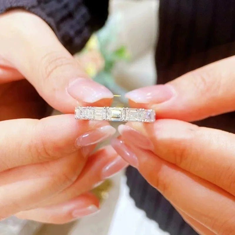 CZ Emerald Cut White and Ruby Eternity Ring - Uniquely You Online - Ring