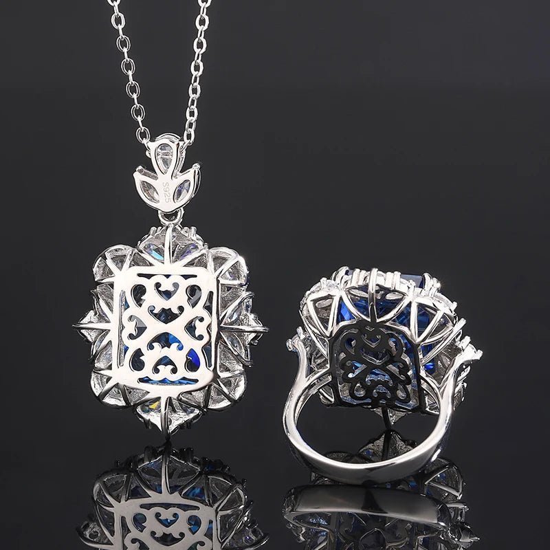 CZ Flower Frame Stone Necklace and Ring - Uniquely You Online - necklace and ring