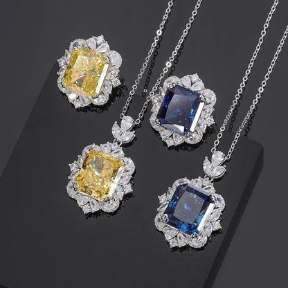 CZ Flower Frame Stone Necklace and Ring - Uniquely You Online - necklace and ring