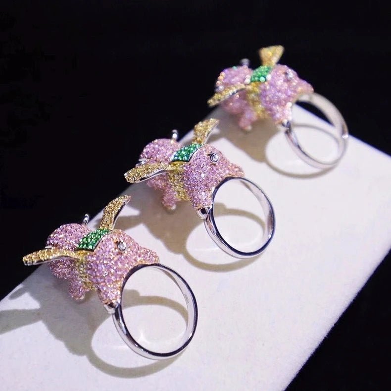 CZ Fly Pink Piggy Ring - Uniquely You Online - Ring