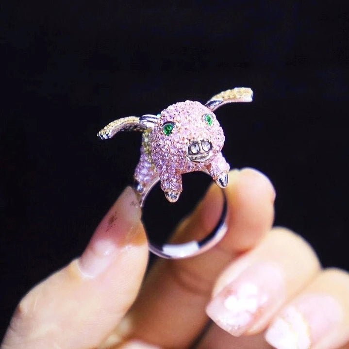 CZ Fly Pink Piggy Ring - Uniquely You Online - Ring