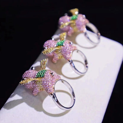 CZ Fly Pink Piggy Ring - Uniquely You Online - Ring