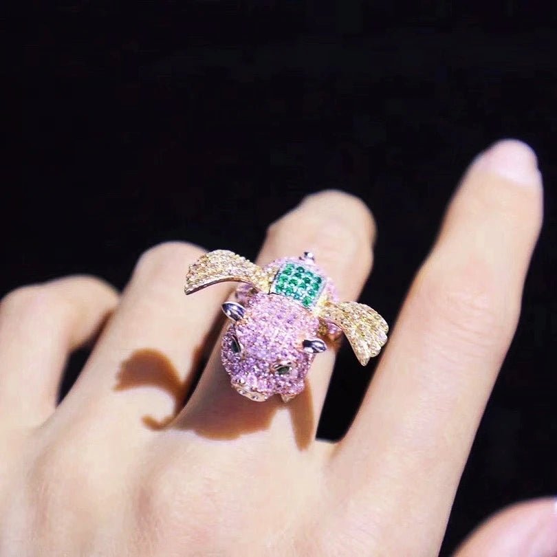 CZ Fly Pink Piggy Ring - Uniquely You Online - Ring