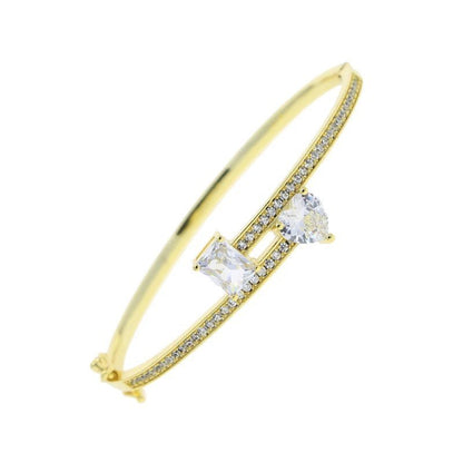 CZ Geometric Heart Rectangle Bangle - Uniquely You Online - Bracelet