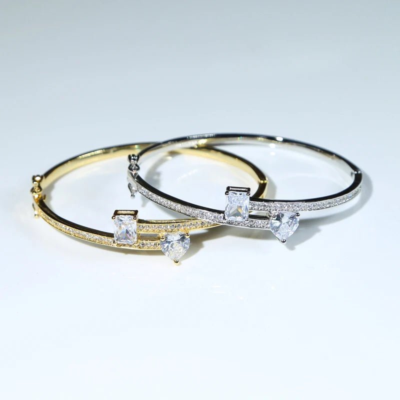 CZ Geometric Heart Rectangle Bangle - Uniquely You Online - Bracelet