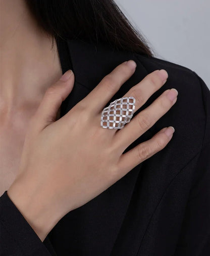 CZ Geometric Hollow Ring - Uniquely You Online - Ring