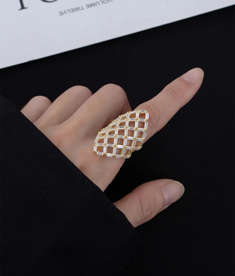 CZ Geometric Hollow Ring - Uniquely You Online - Ring