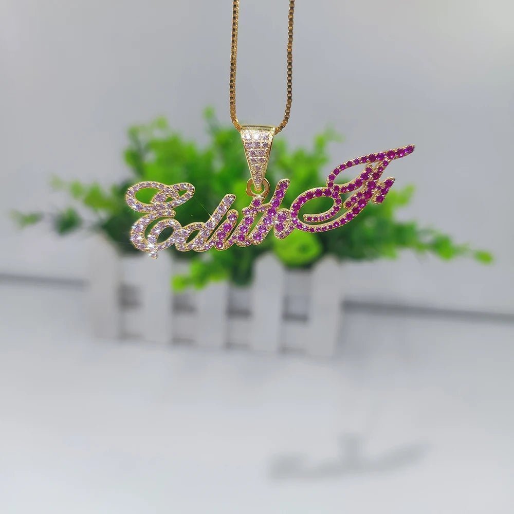 CZ Gradient Custom Name Necklace - Uniquely You Online - Pendant with Necklace