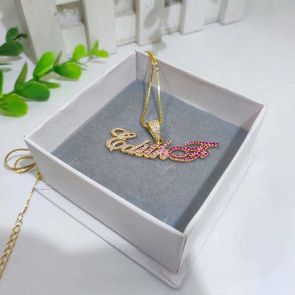 CZ Gradient Custom Name Necklace - Uniquely You Online - Pendant with Necklace