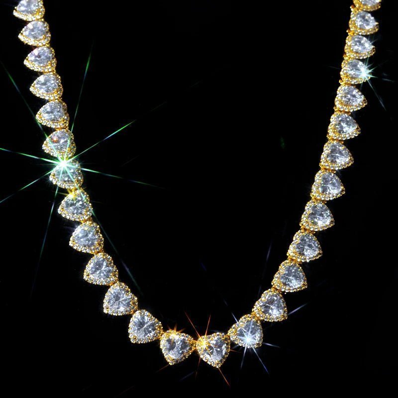 CZ Heart Link Tennis Necklace and Bracelet - Uniquely You Online - Chain and Bracelet