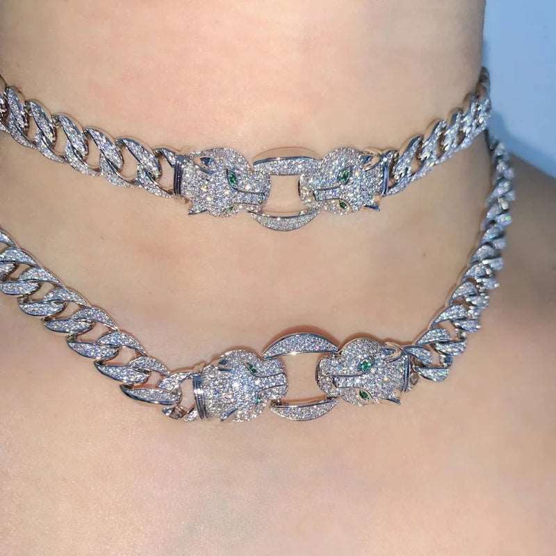 CZ Jaguar Cuban Link Choker - Uniquely You Online - Necklace