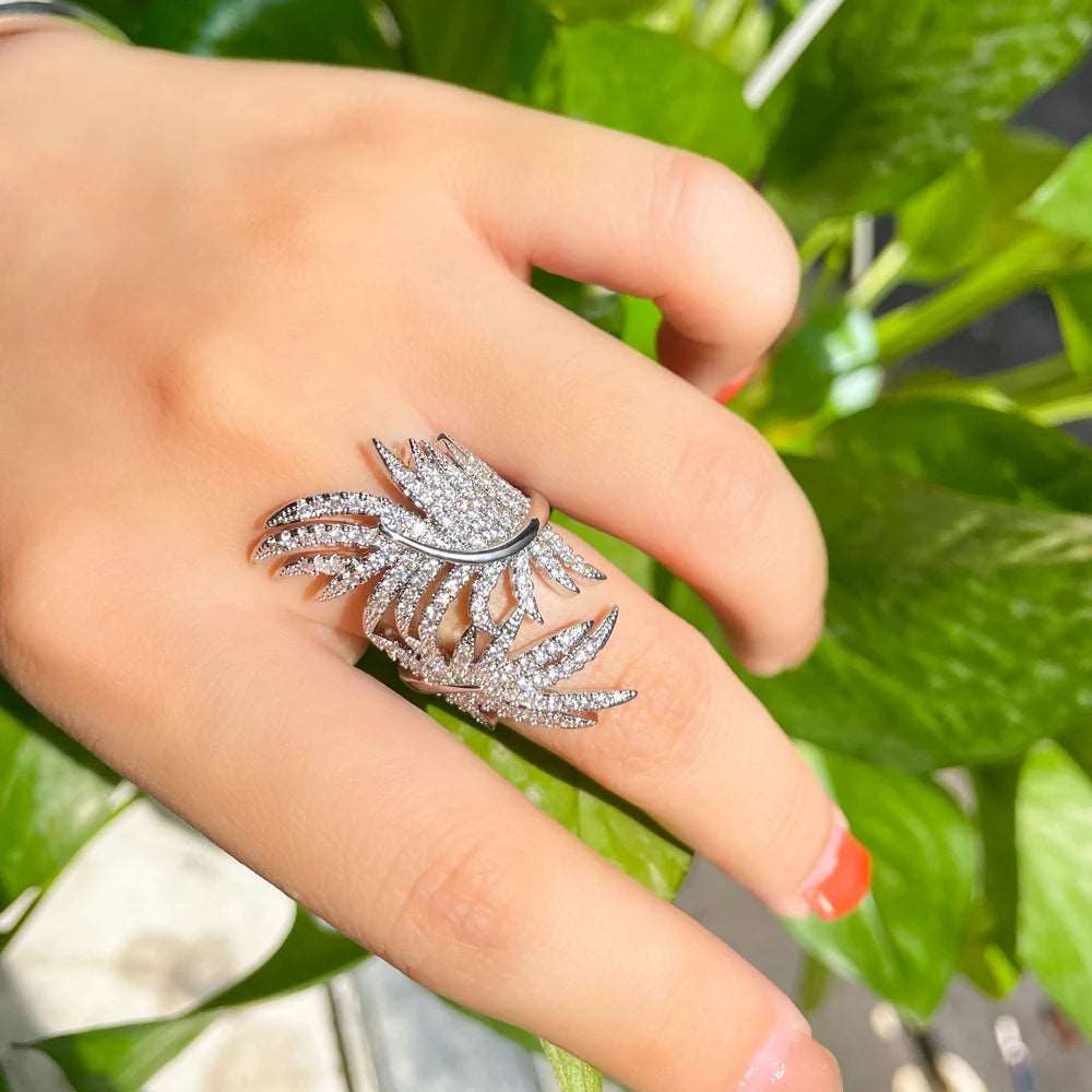 CZ Micro Pave Feather Ring - Uniquely You Online - Ring