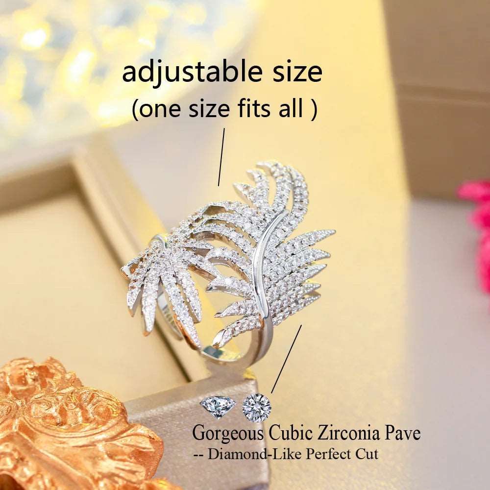 CZ Micro Pave Feather Ring - Uniquely You Online - Ring