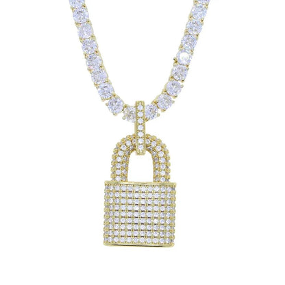 CZ Micro Pave Lock Pendant - Uniquely You Online - Pendant and Necklace