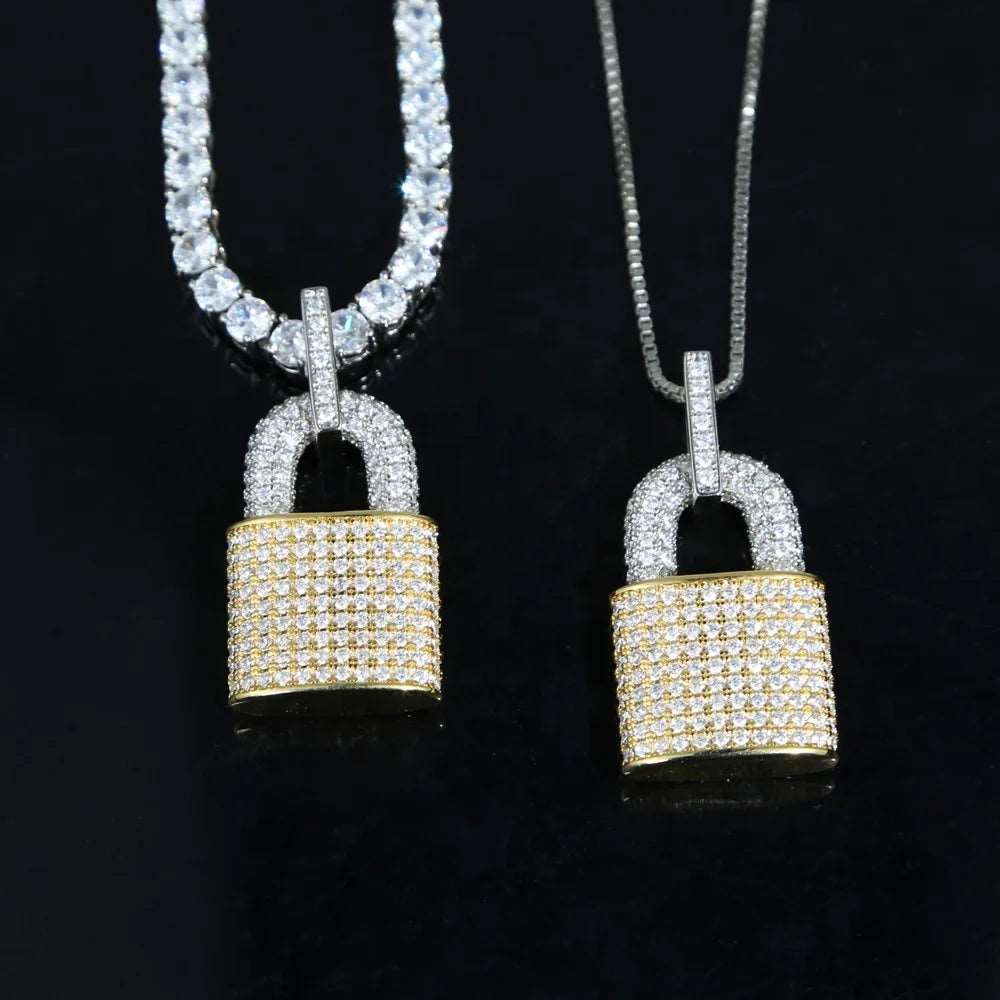 CZ Micro Pave Lock Pendant - Uniquely You Online - Pendant and Necklace