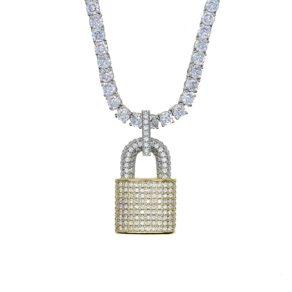 CZ Micro Pave Lock Pendant - Uniquely You Online - Pendant and Necklace