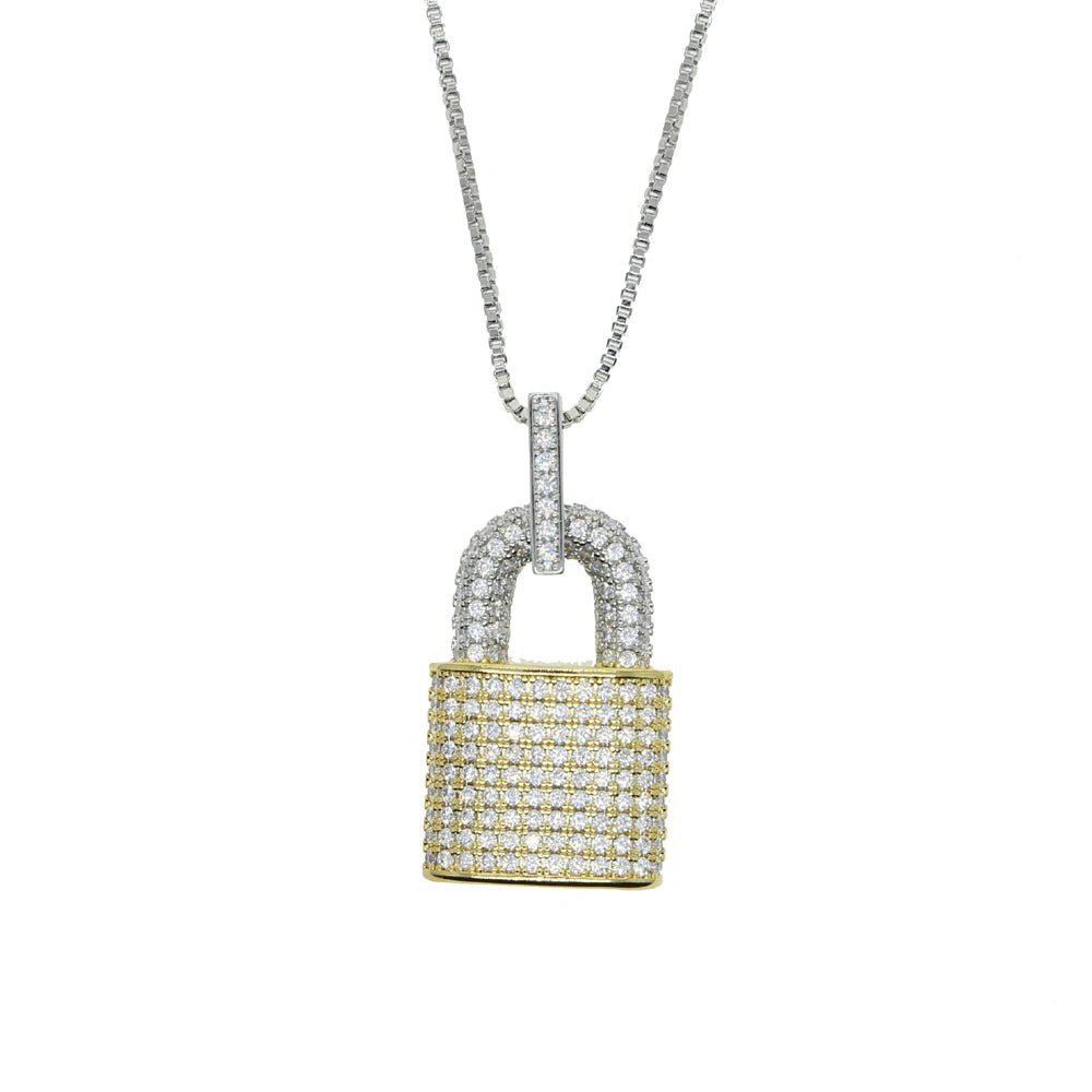 CZ Micro Pave Lock Pendant - Uniquely You Online - Pendant and Necklace