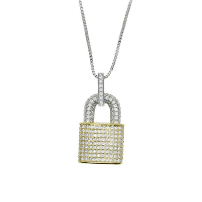 CZ Micro Pave Lock Pendant - Uniquely You Online - Pendant and Necklace