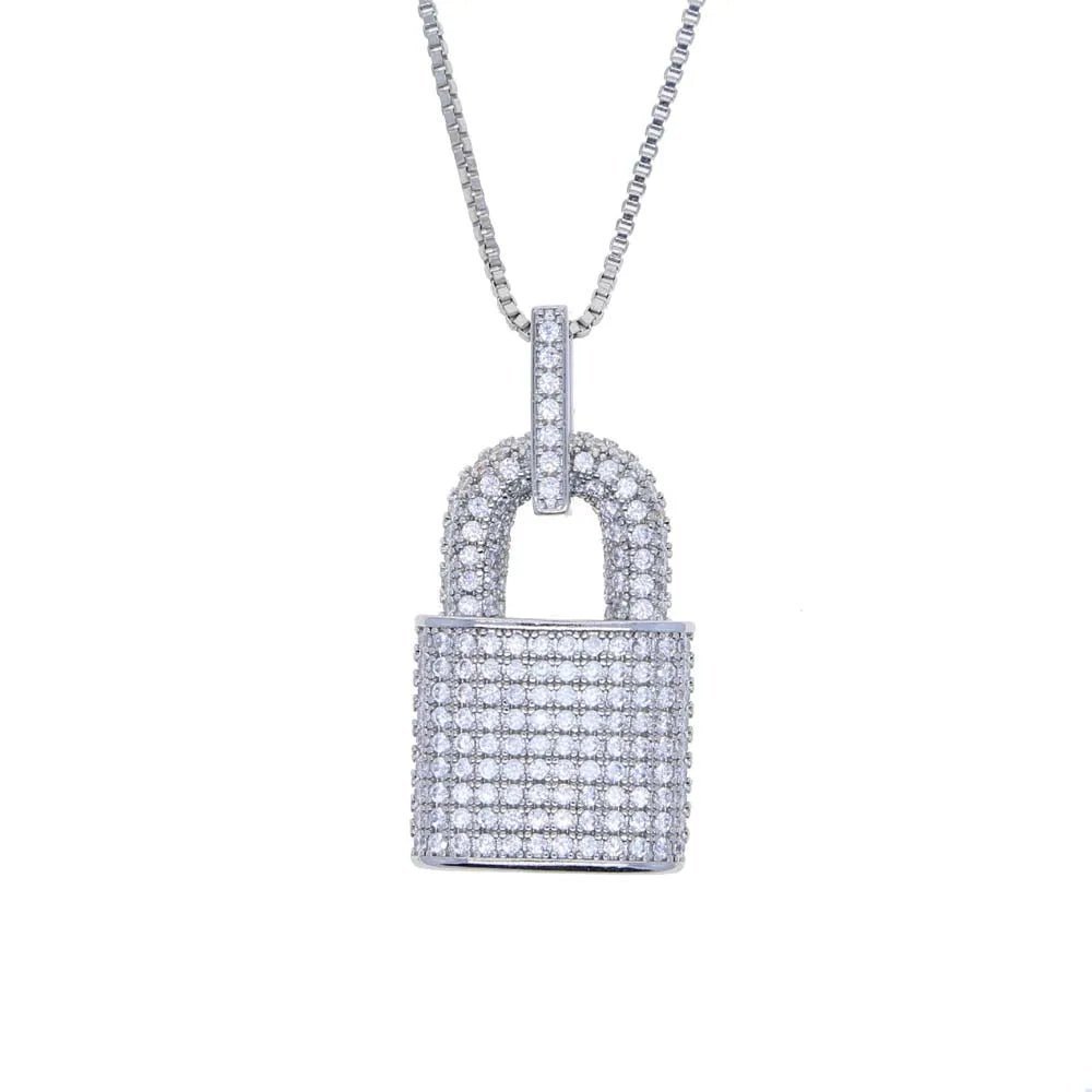 CZ Micro Pave Lock Pendant - Uniquely You Online - Pendant and Necklace