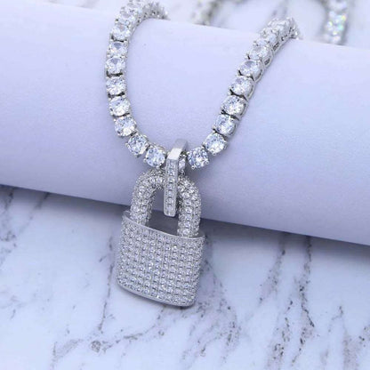 CZ Micro Pave Lock Pendant - Uniquely You Online - Pendant and Necklace