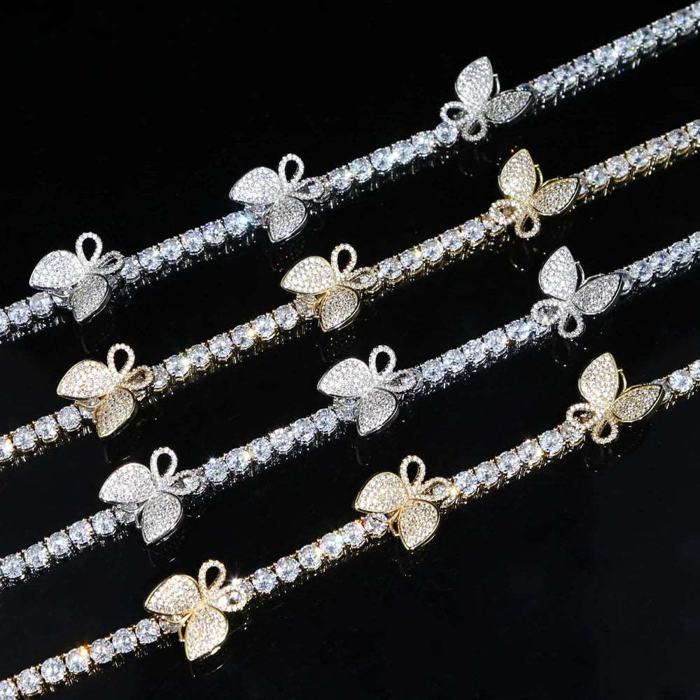 CZ Mini Butterfly Charm Tennis Necklace, Bracelet, and Anklet - Uniquely You Online - bracelet, anklet, necklace