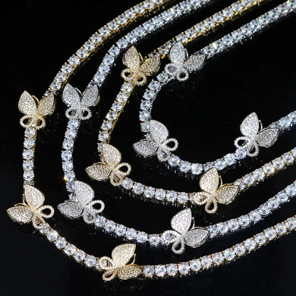 CZ Mini Butterfly Charm Tennis Necklace, Bracelet, and Anklet - Uniquely You Online - bracelet, anklet, necklace