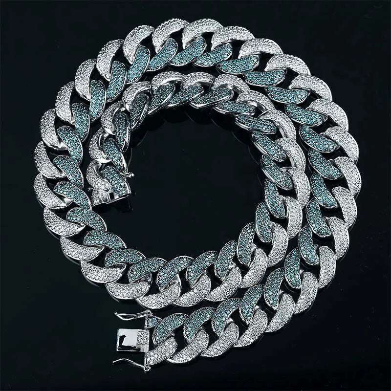 CZ Mint Green Two-tone Cuban Link Chain - Uniquely You Online - Chains