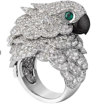 CZ Parrot Jewelry Set - Uniquely You Online - Ring and Earrings