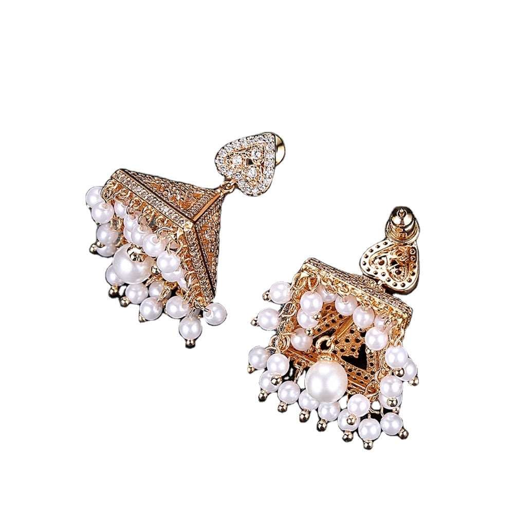 Cz Pearl Crown Tower Earrings - Uniquely You Online - Earrings