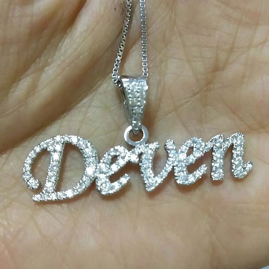 CZ Personalized Name Plate with Necklace - Uniquely You Online - Pendant with Necklace