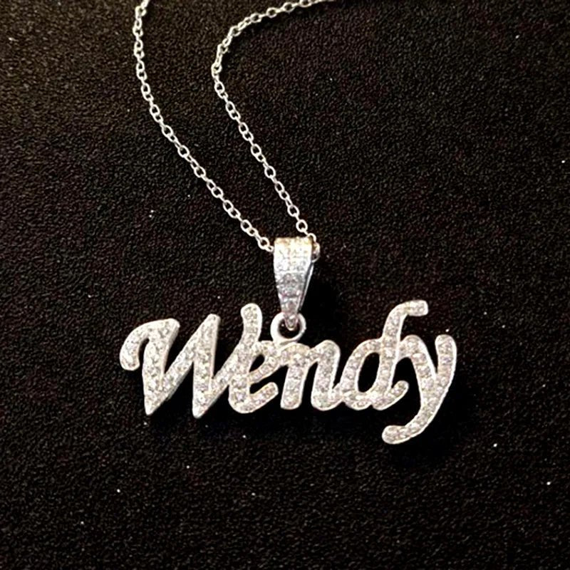 CZ Personalized Name Plate with Necklace - Uniquely You Online - Pendant with Necklace