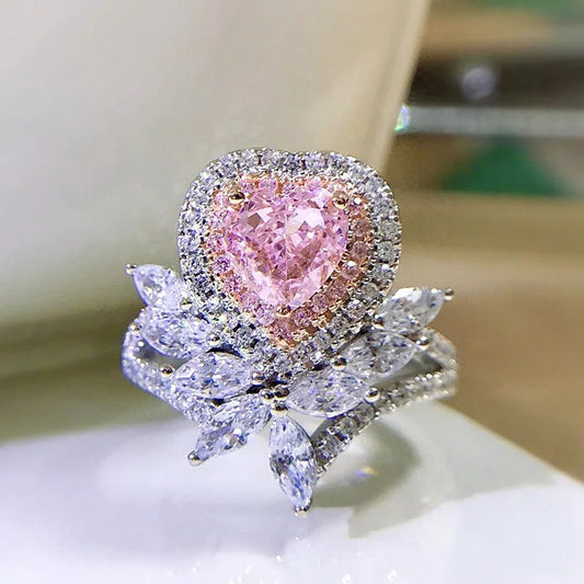 CZ Pink Floral Heart Ring - Uniquely You Online - Ring