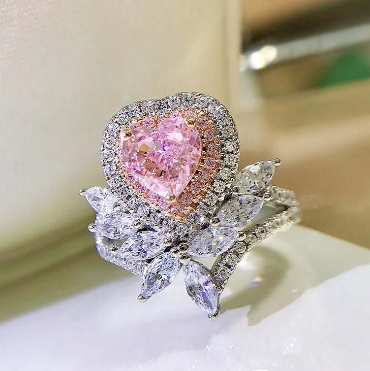 CZ Pink Floral Heart Ring - Uniquely You Online - Ring